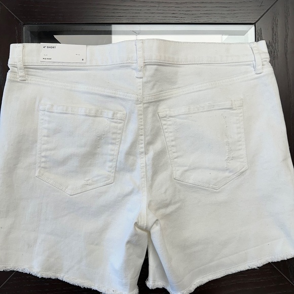 *LOFT* White Denim Frayed 4" Mid Rise Shorts Size 8 NWT - Picture 8 of 13